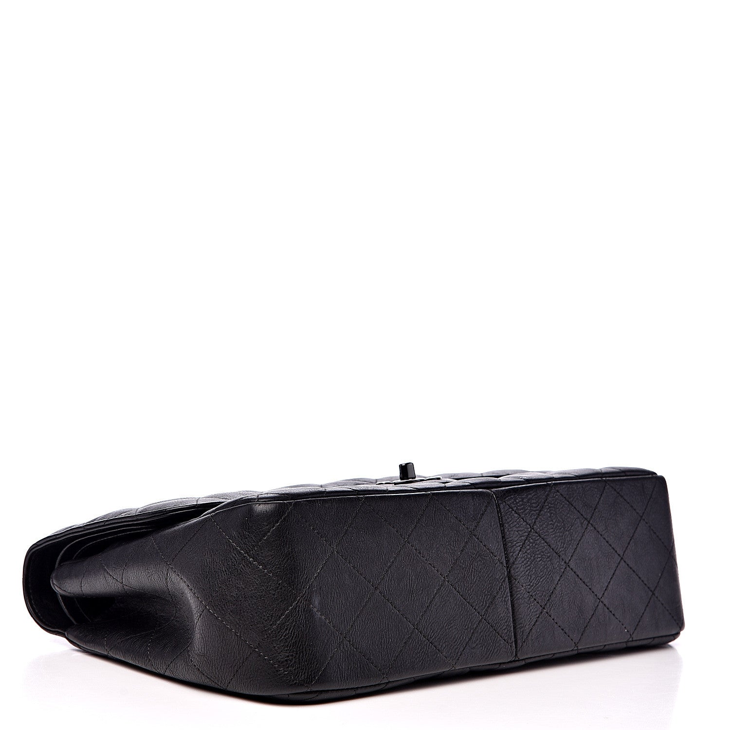 Chanel Crumpled Calfskin Quilted Jumbo Double Flap So Black 3 of 15