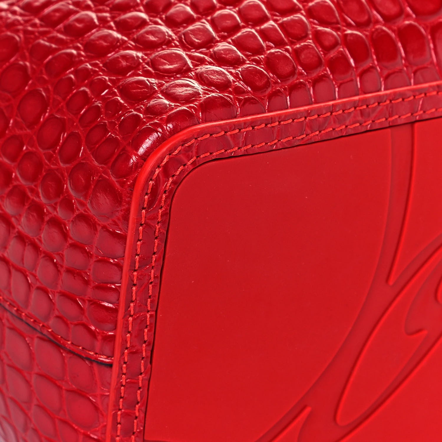 Christian Louboutin Crocodile Embossed Calfskin Spiked Small Cabarock Shopper Tote Red 5 of 12