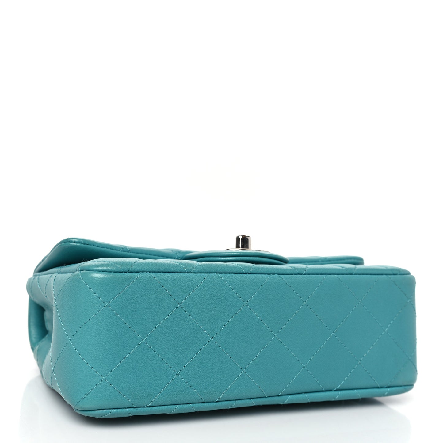 Lambskin Quilted Mini Rectangular Flap Turquoise