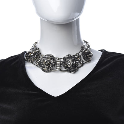 Gucci Metal Lion Heads Necklace Aged Silver 2 of 6