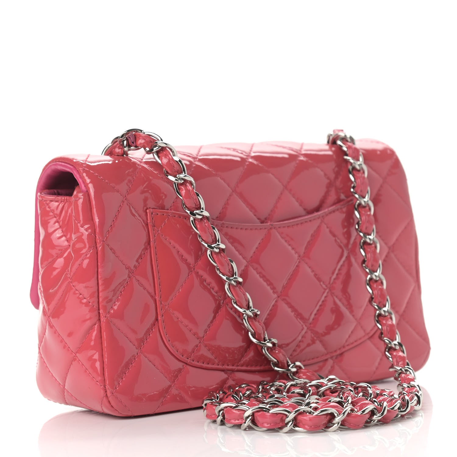 Chanel Patent Calfskin Quilted Mini Rectangular Flap Pink 3 of 11