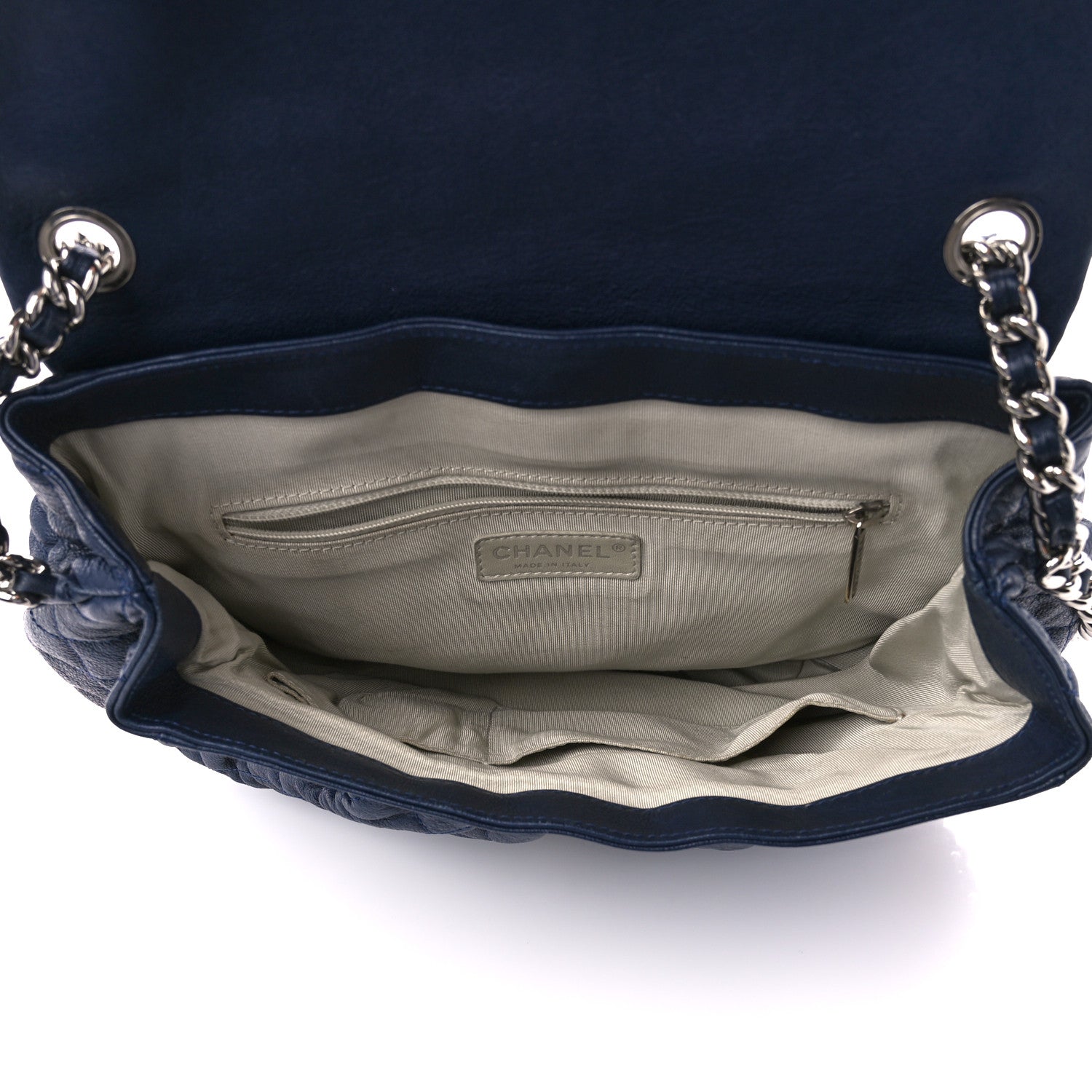 Chanel Washed Lambskin Quilted Large Chain Around Messenger Navy Blue 5 of 12