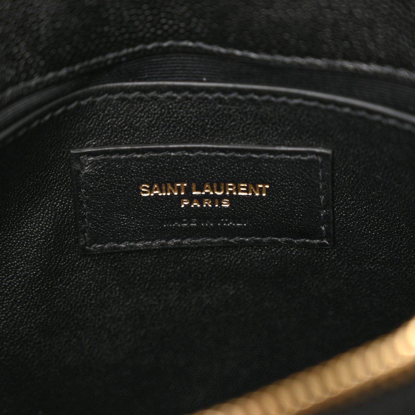 Grain de Poudre Calfskin Y Quilted Monogram Small Loulou Chain Satchel Black