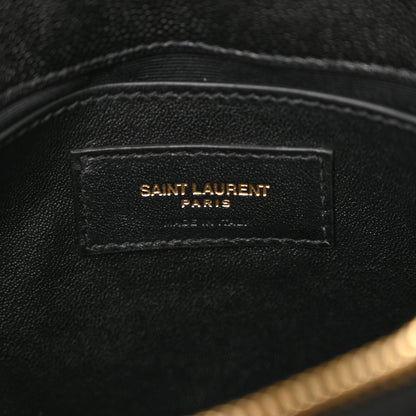 Saint Laurent Grain de Poudre Calfskin Y Quilted Monogram Small Loulou Chain Satchel Black 6 of 10