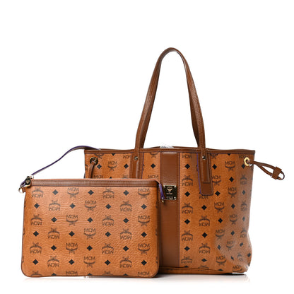 MCM Visetos Medium Liz Reversible Shopper Tote Cognac 1 of 5