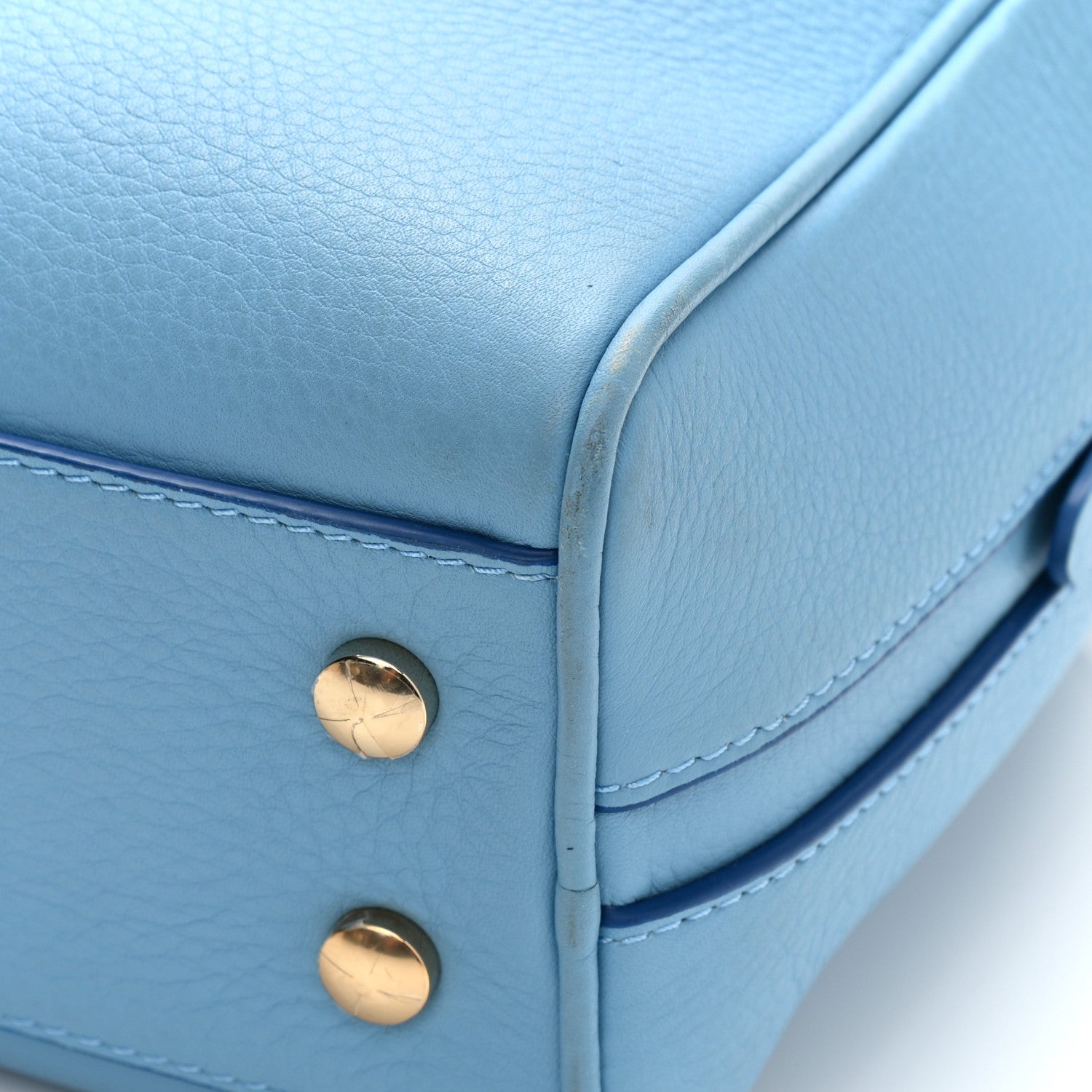 Burberry Soft Grain Calfskin Half Cube Bag Blue 14 of 18