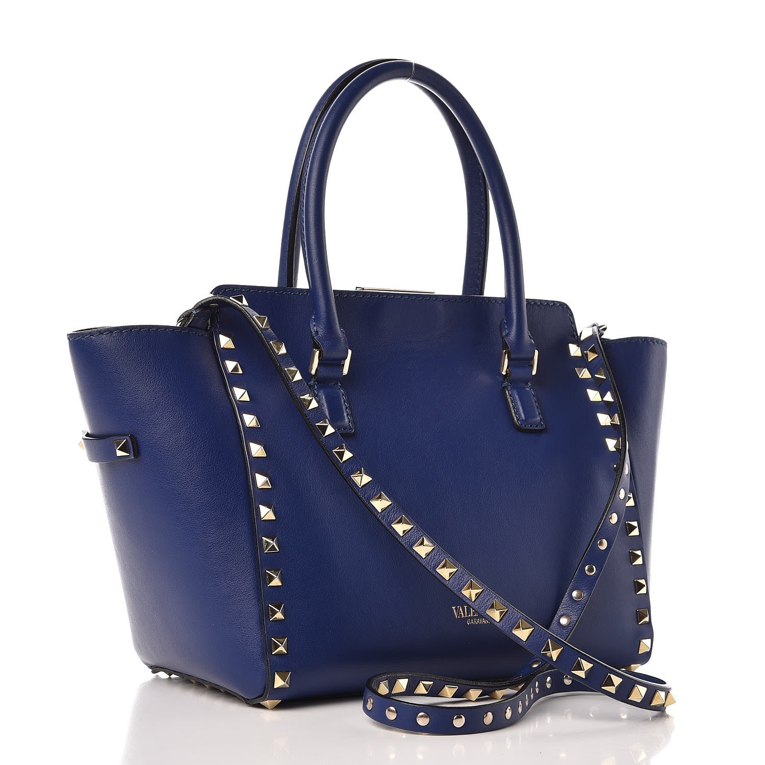 Valentino Garavani Vitello Small Rockstud Double Handle Tote Blue China 4 of 10