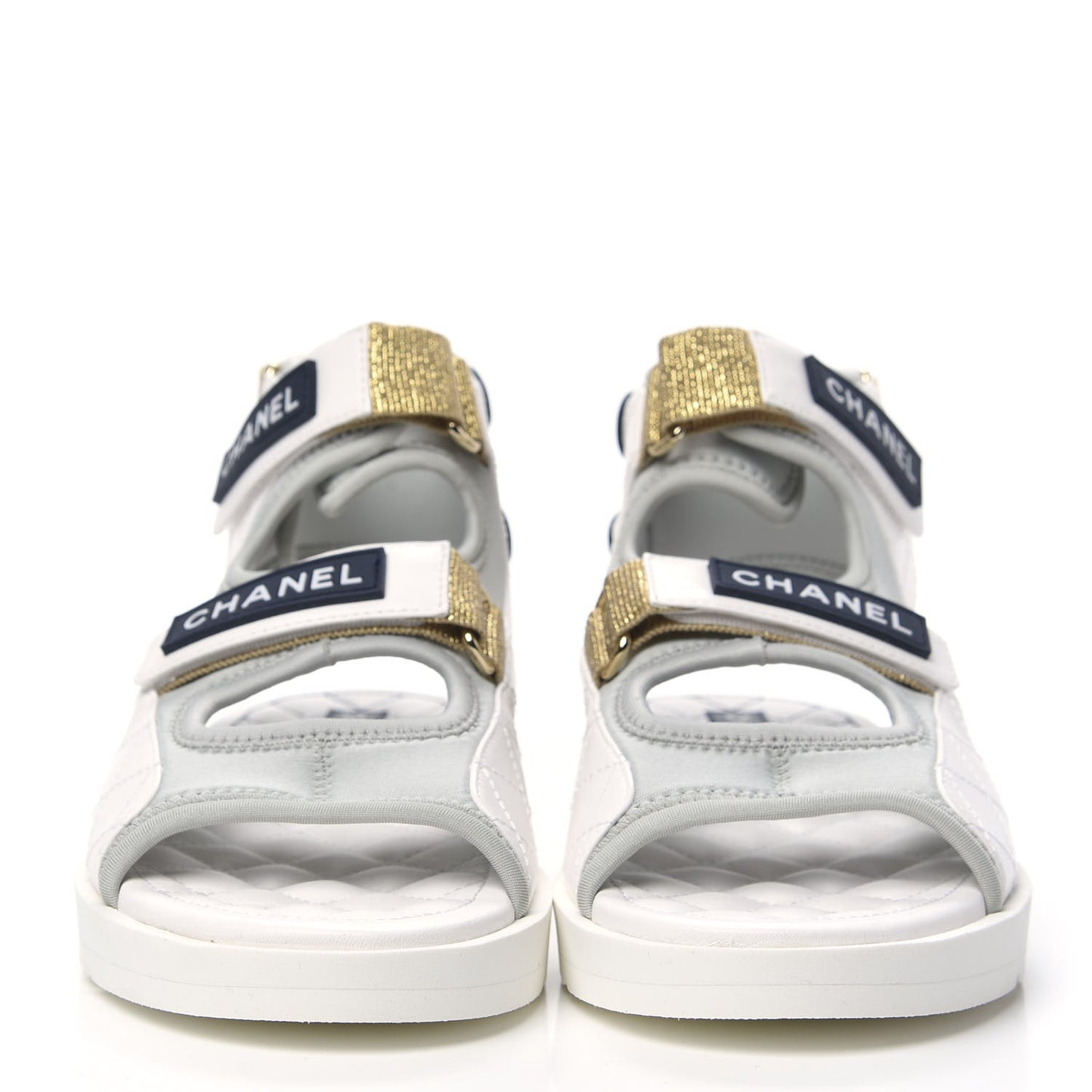Goatskin Fabric Gladiator Sandals 37.5 Grey Navy Blue