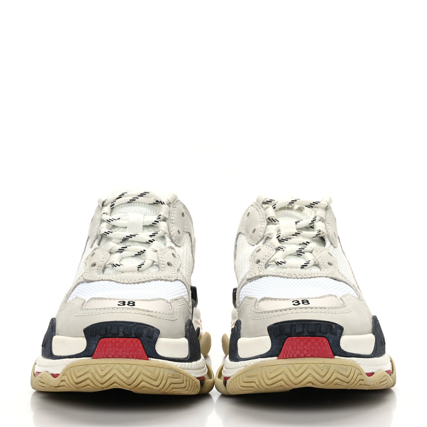 Fabric Mesh Womens Triple S Sneakers 38 Grey Red White