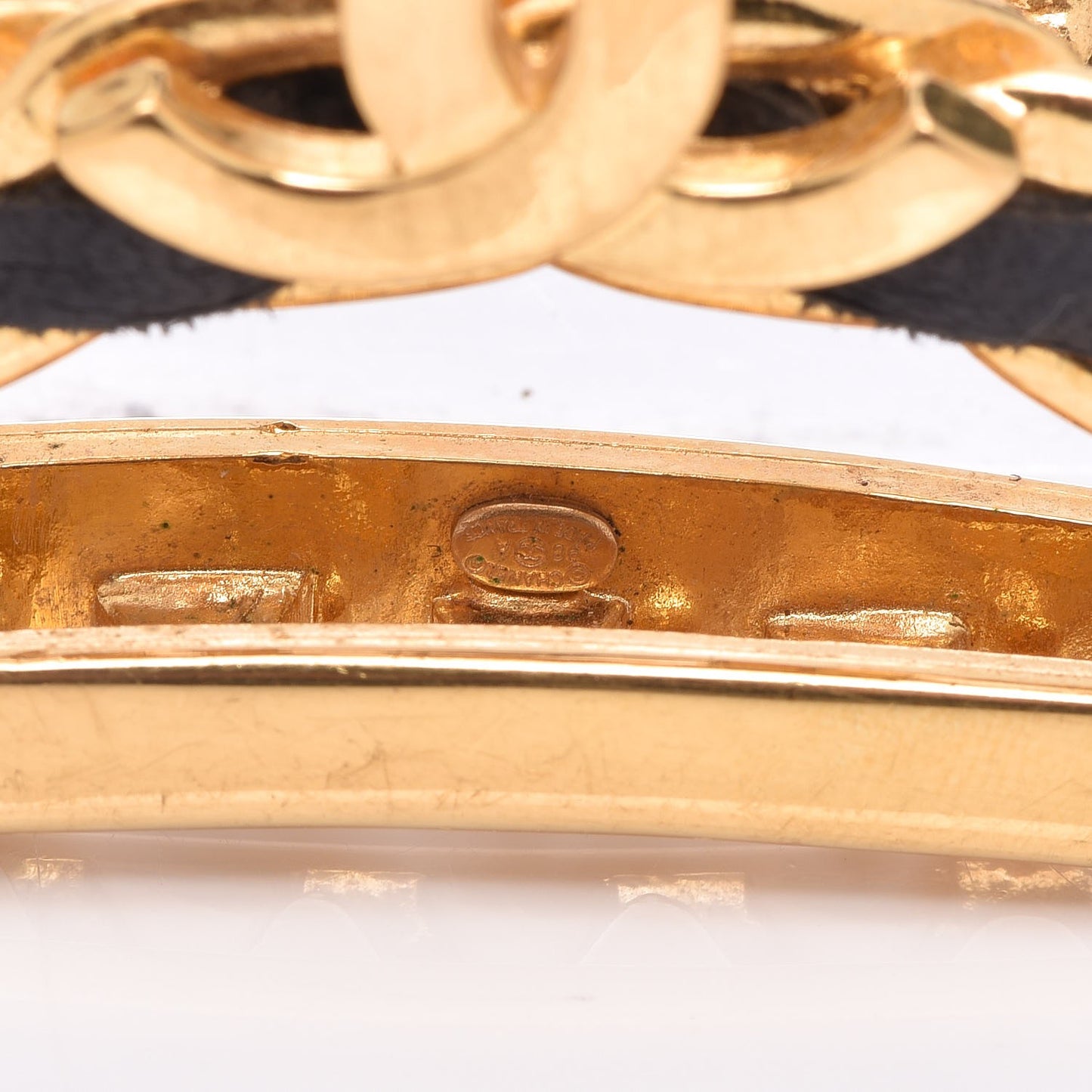 Lambskin CC Hair Clip Black Gold