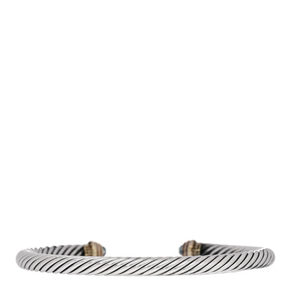 David Yurman Sterling Silver 14K Yellow Gold Blue Topaz 5mm Cable Classics Petite Color Bracelet 2 of 3