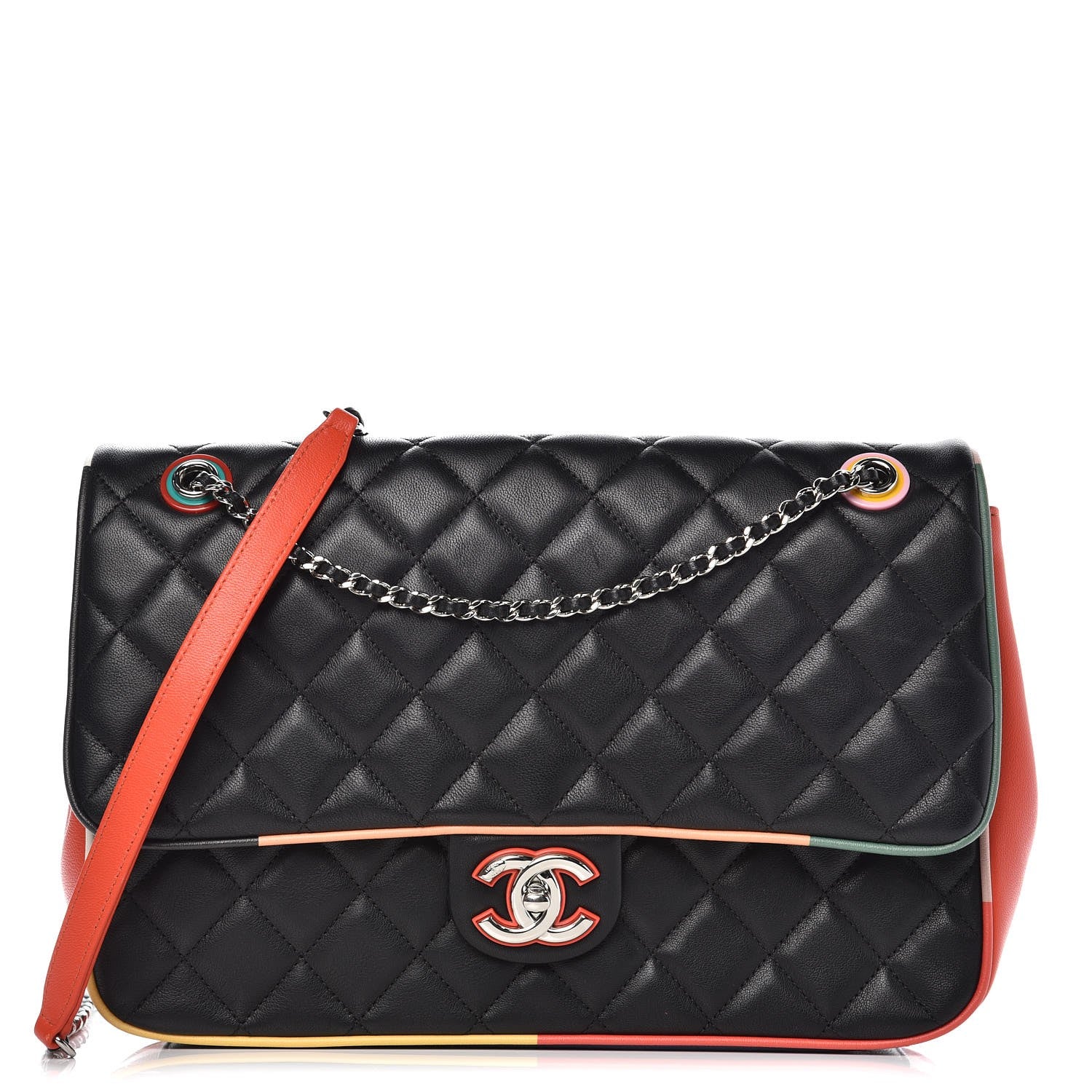 Chanel Lambskin Quilted Jumbo Cuba Color Flap Black 1 of 9