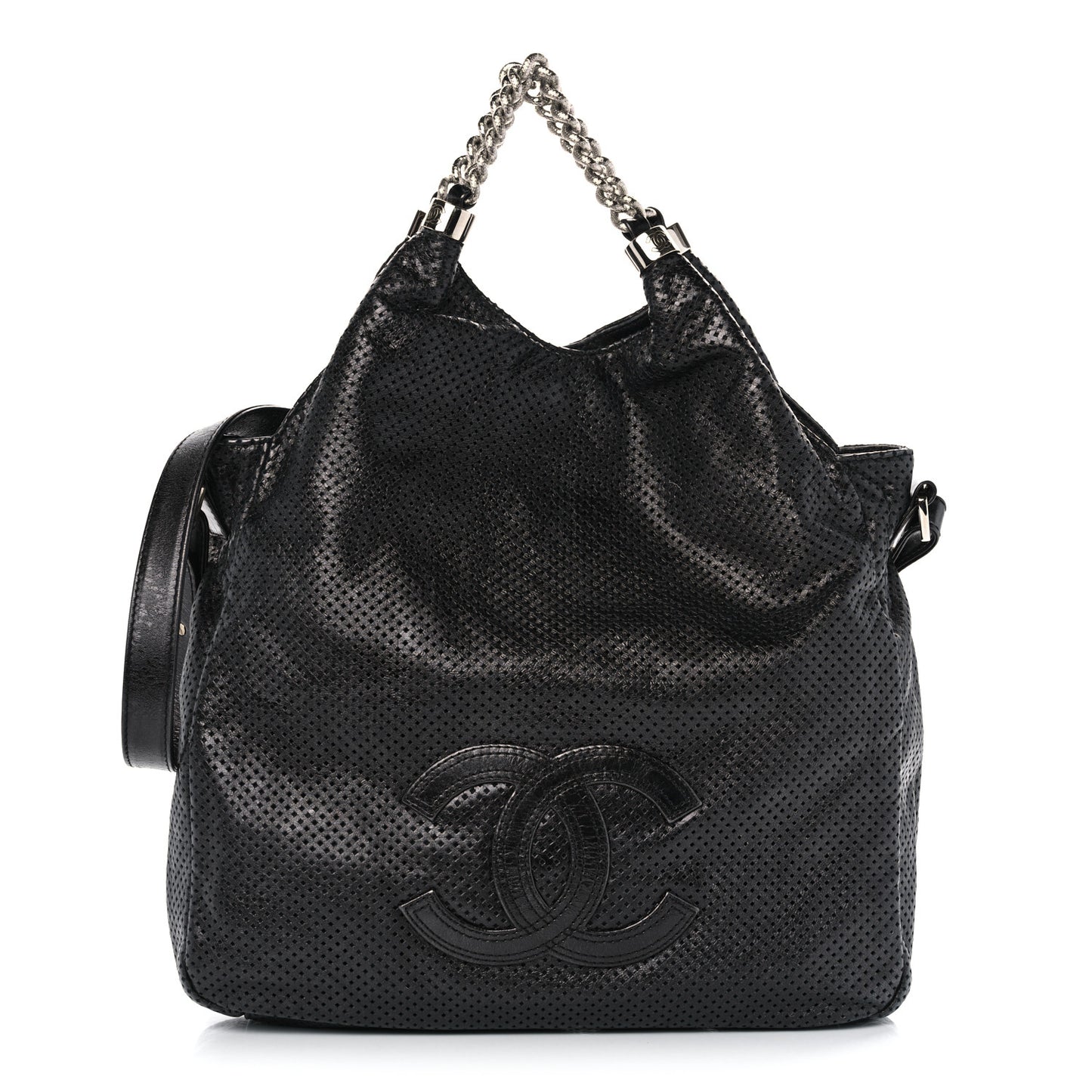 Glazed Calfskin Perforated Medium Rodeo Drive Tote Black