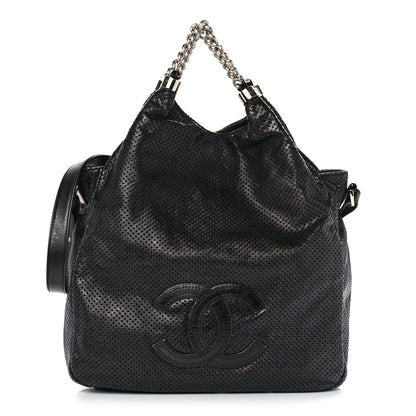 Chanel Glazed Calfskin Perforated Medium Rodeo Drive Tote Black 1 of 14