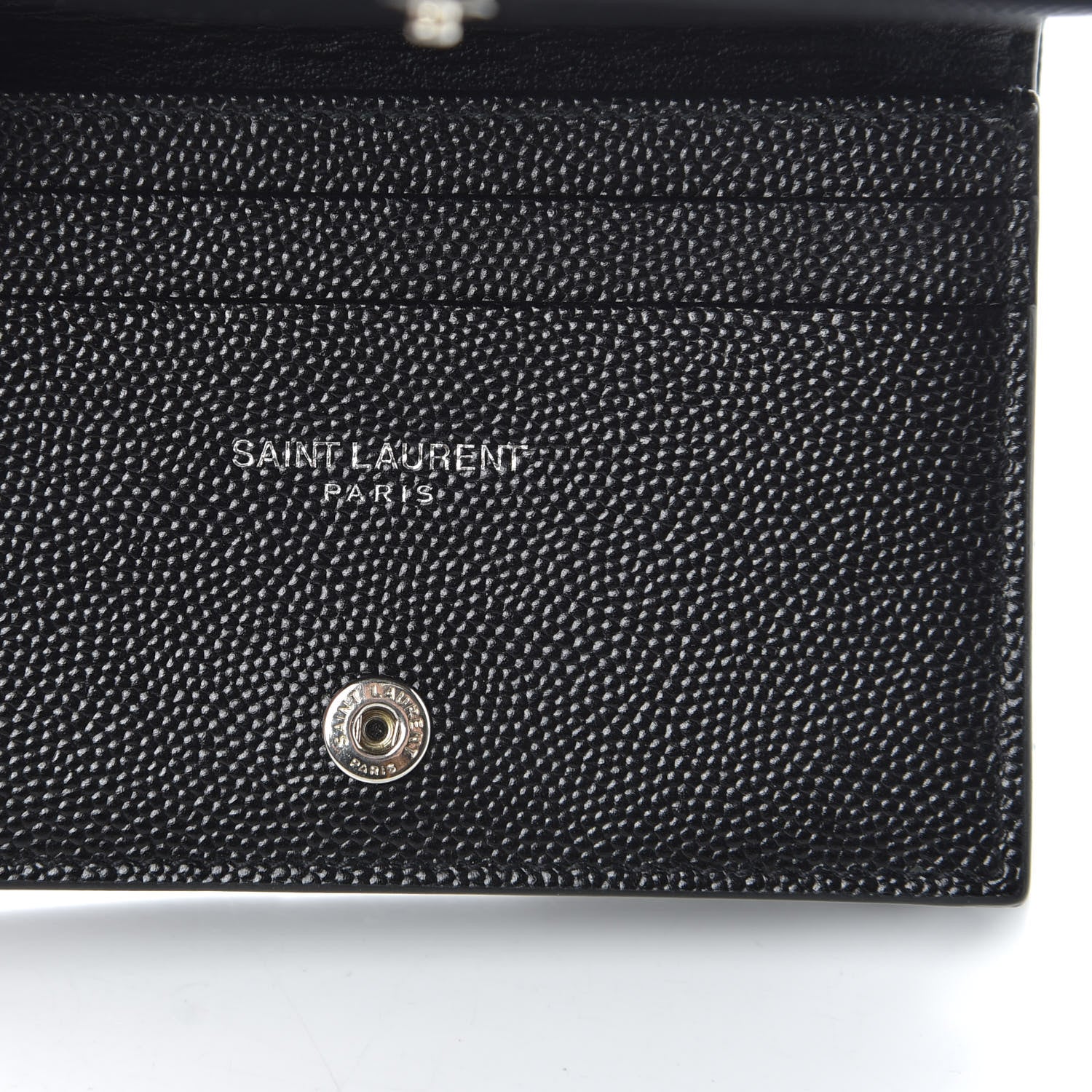 Saint Laurent Grain De Poudre Matelasse Chevron Monogram Card Case Black 6 of 7