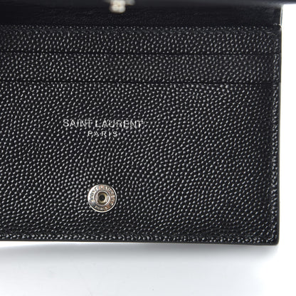 Saint Laurent Grain De Poudre Matelasse Chevron Monogram Card Case Black 6 of 7