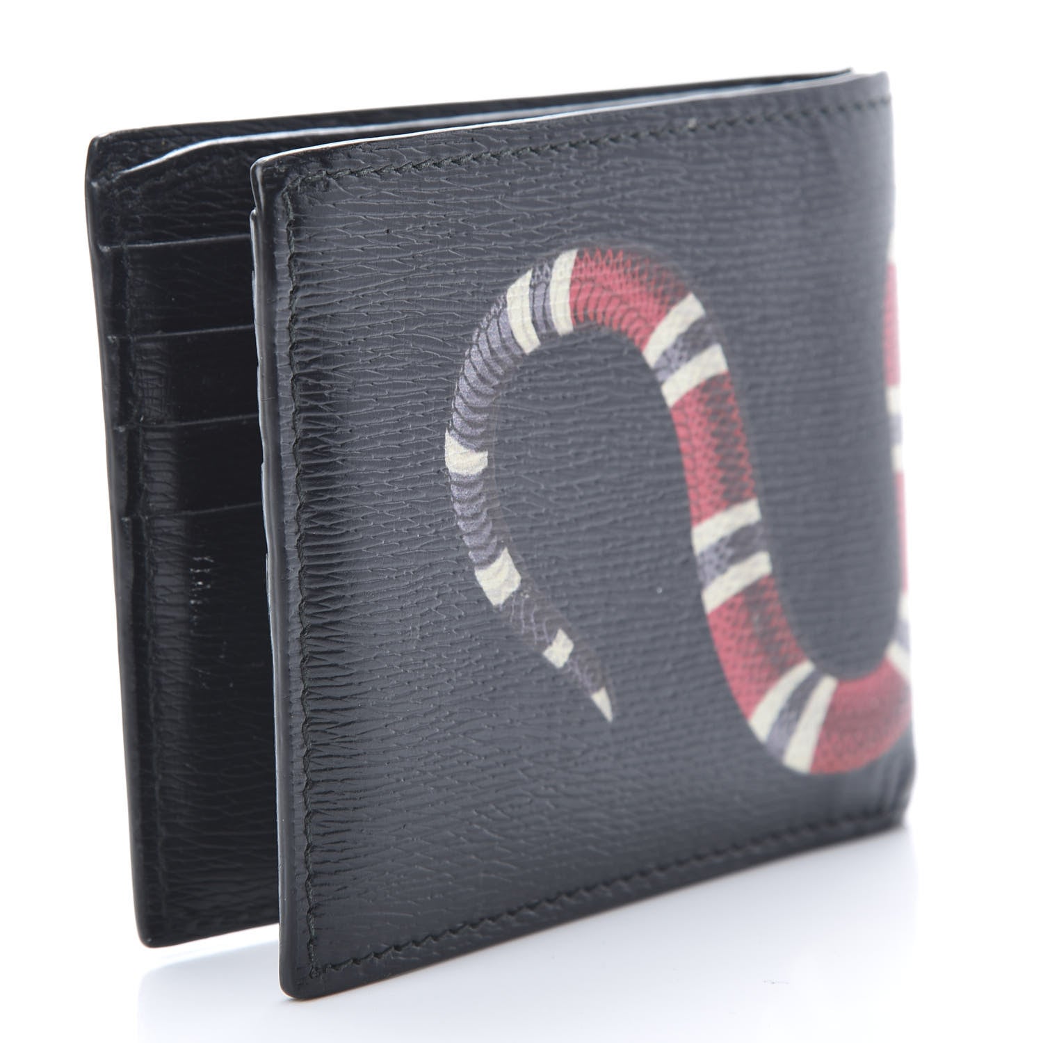 Gucci Shangai Calfskin Kingsnake Bi-Fold Wallet Black 3 of 10