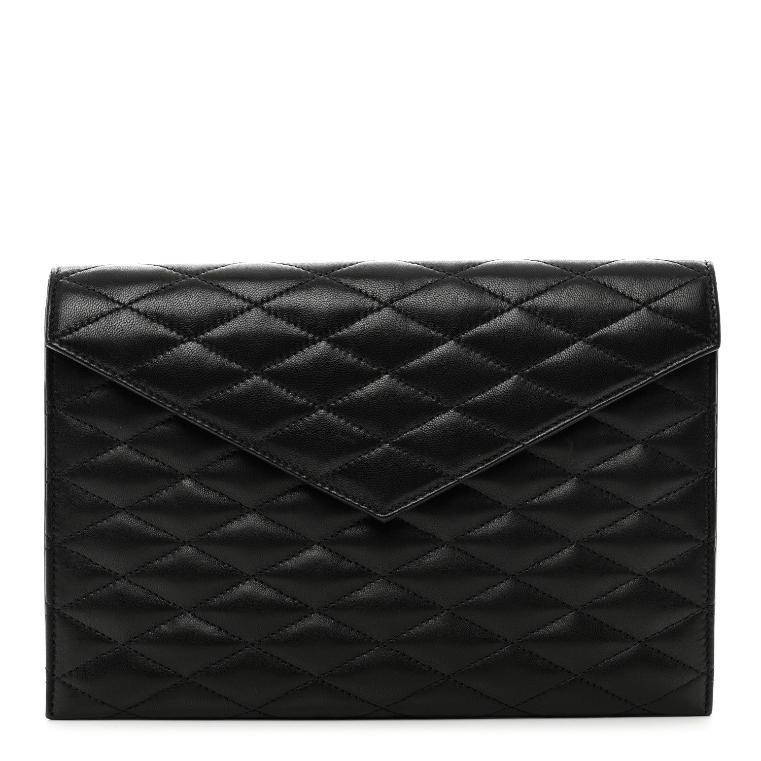 Saint Laurent Lambskin Quilted Sade Envelope Clutch Black 1 of 6