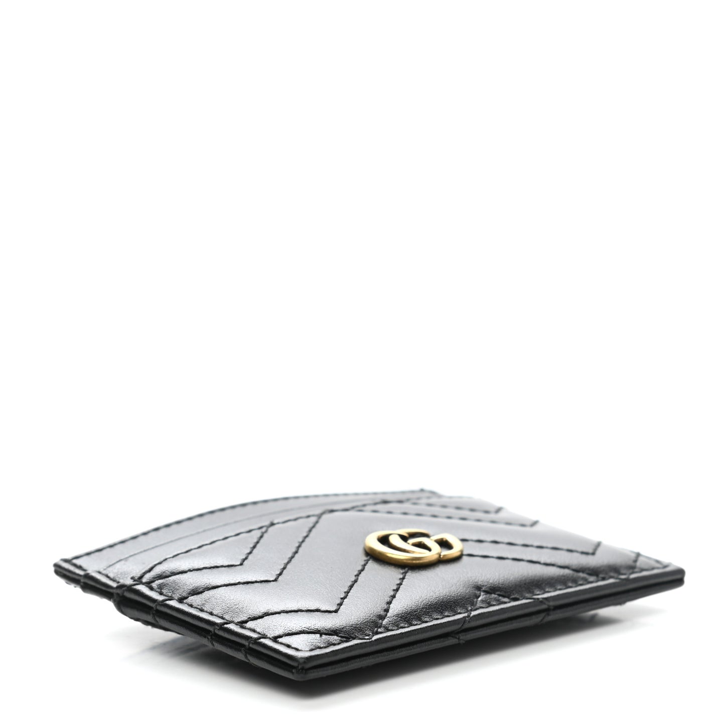 Calfskin Matelasse GG Marmont Card Holder Black