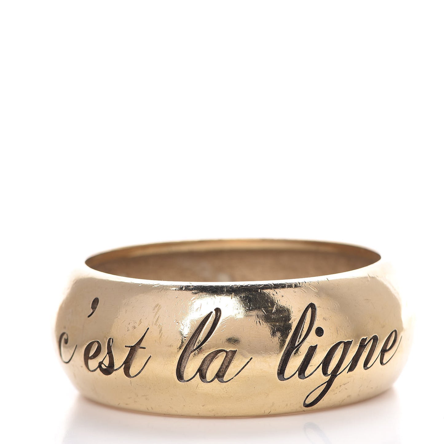 Wide L'Elegence French Quote Bangle Gold