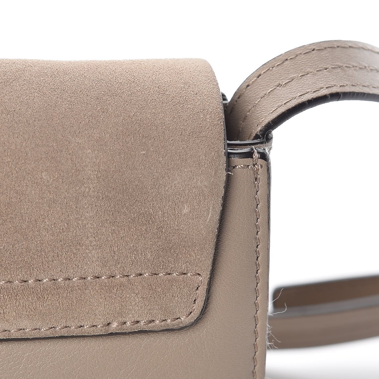 Suede Calfskin Small Faye Shoulder Bag Motty Grey
