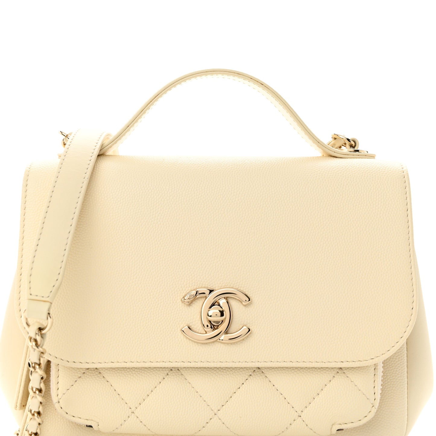 Caviar Quilted Small Business Affinity Flap White