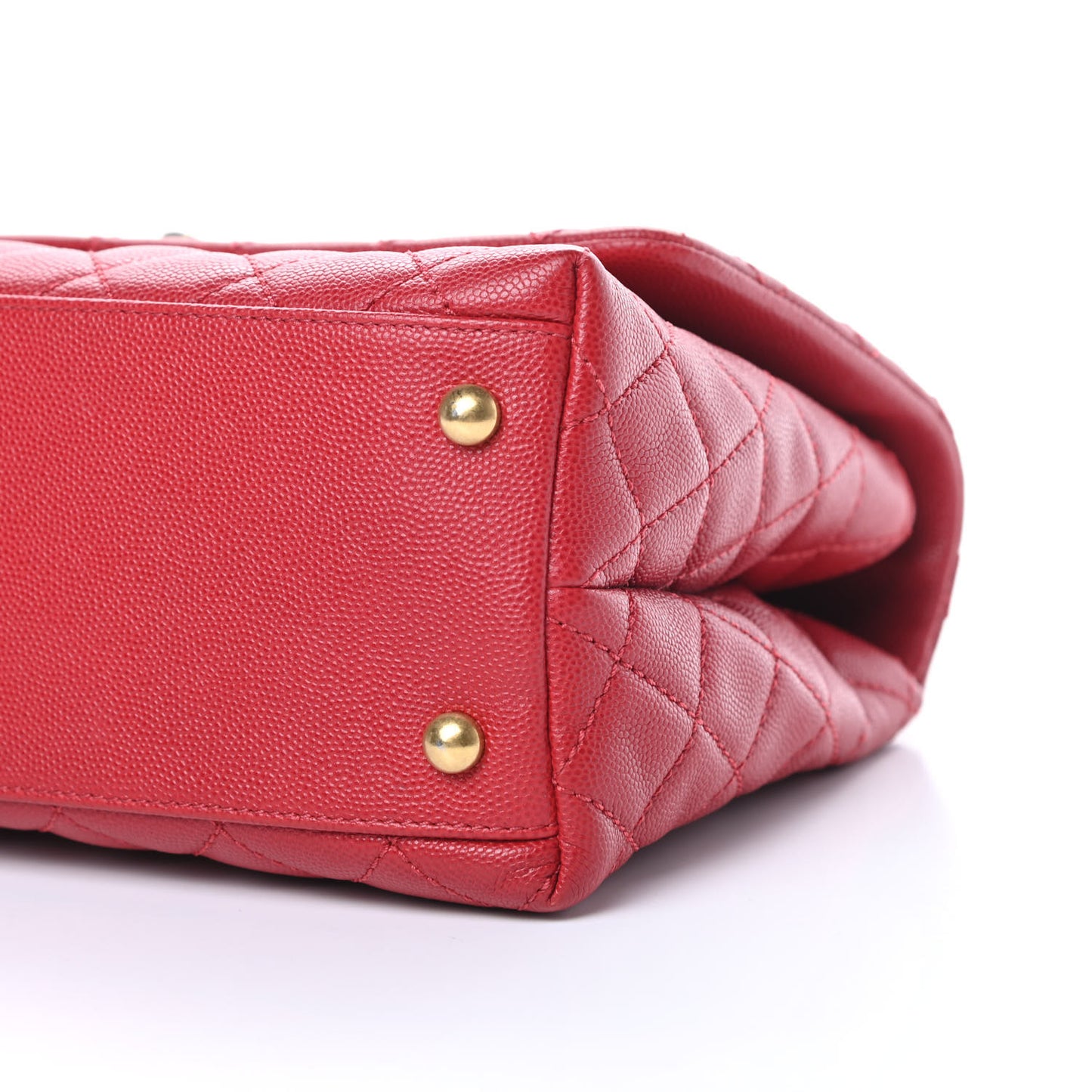 Caviar Quilted Small Coco Handle Flap Red
