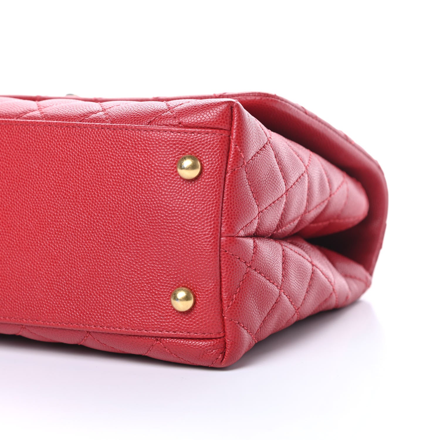 Chanel Caviar Quilted Small Coco Handle Flap Red 10 of 11