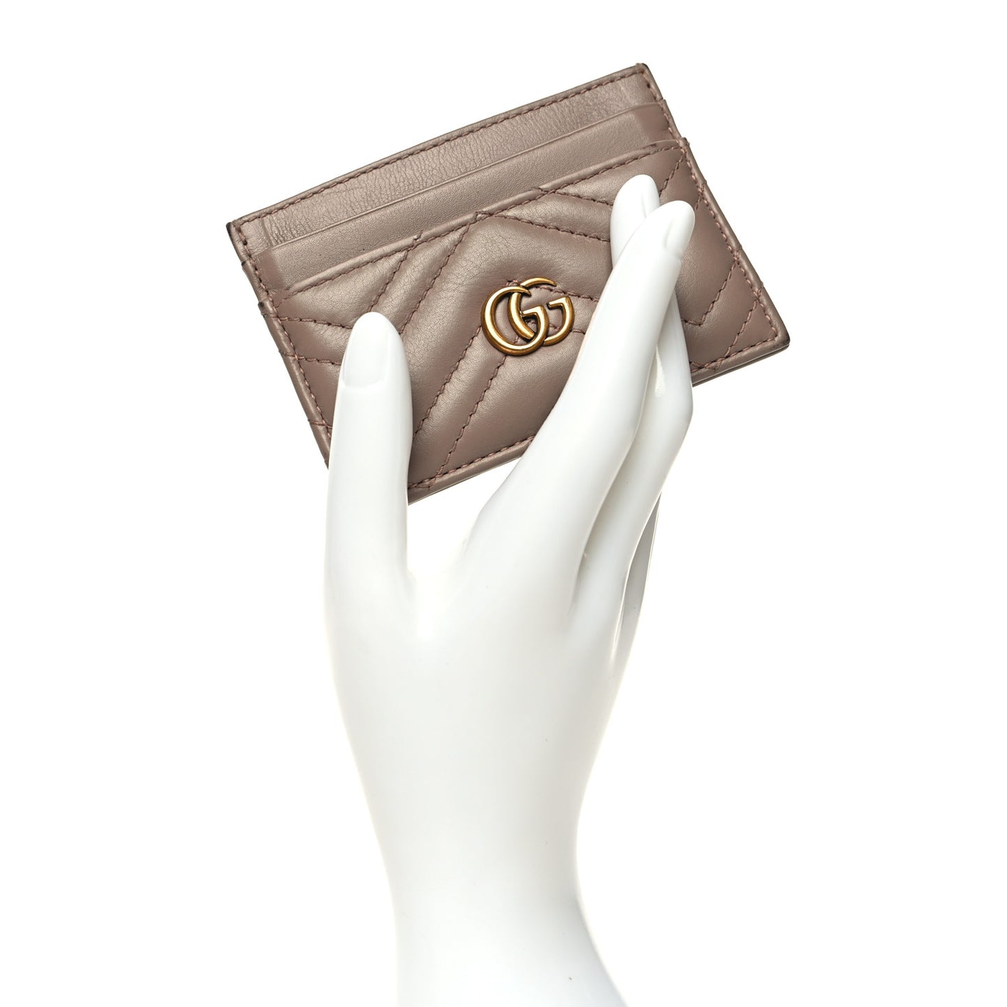 Calfskin Matelasse GG Marmont Card Holder Porcelain Rose