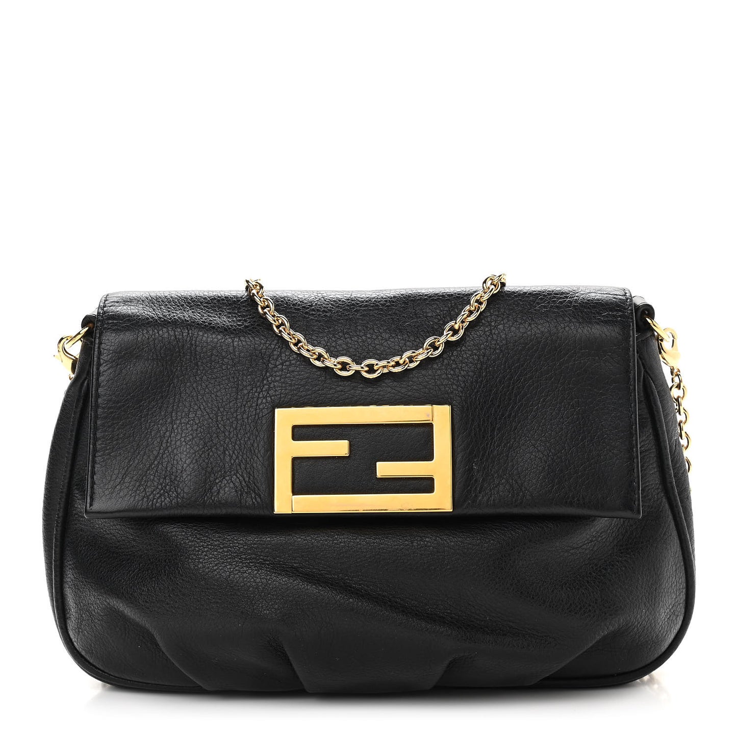 Vitello Flamingo Fendista Pouchette Crossbody Black
