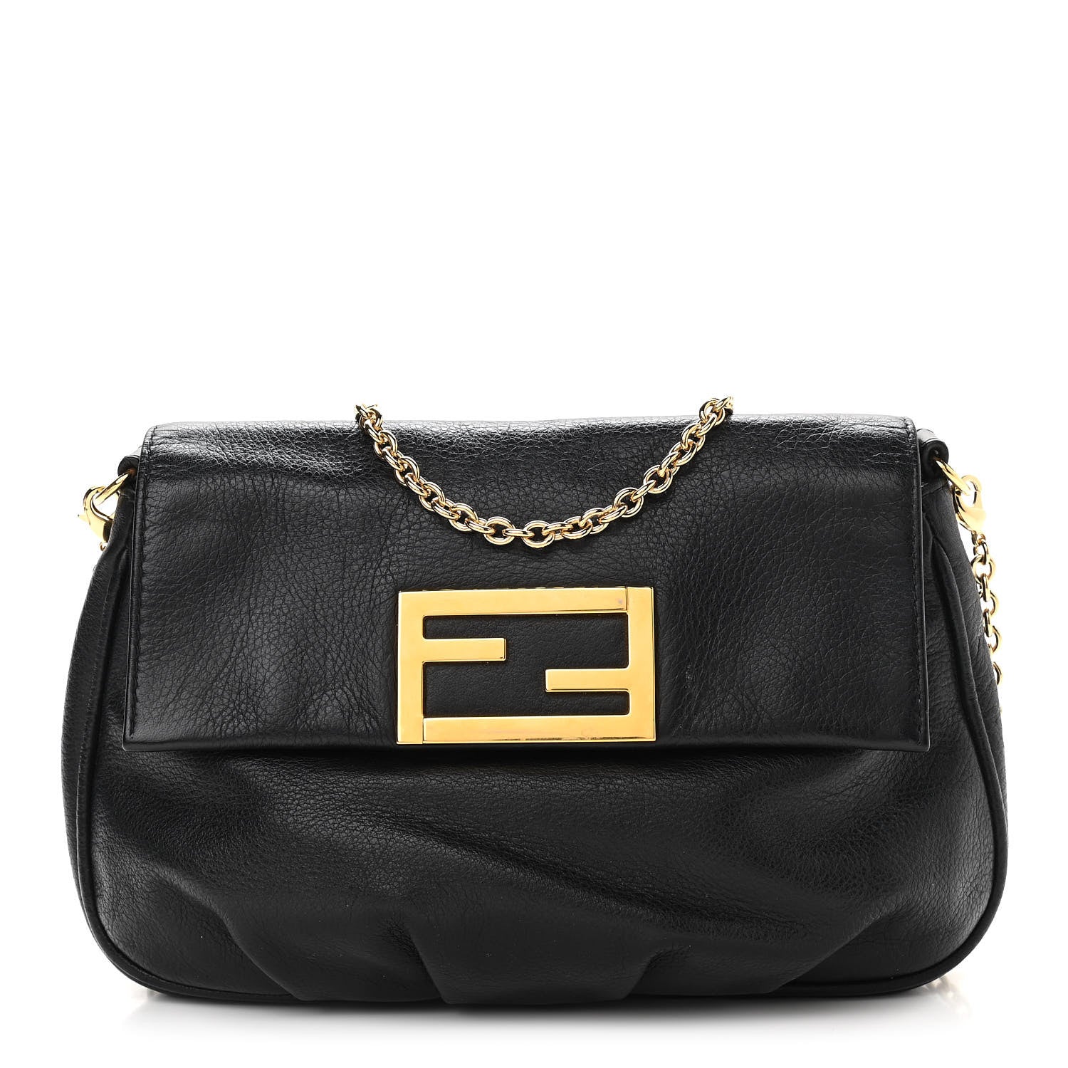 Fendi Vitello Flamingo Fendista Pouchette Crossbody Black 1 of 12