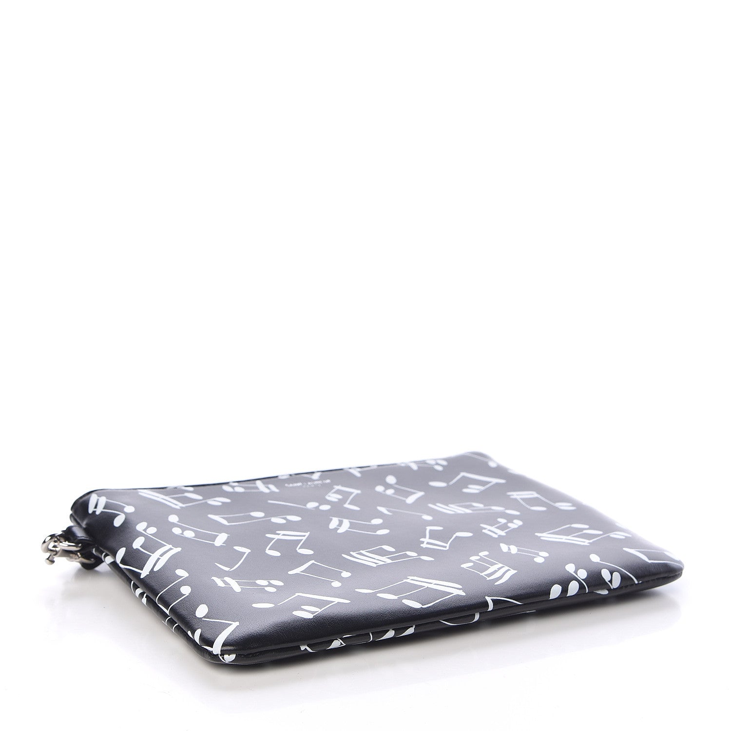 Saint Laurent Calfskin Musical Notes Zip Pouch Black 4 of 8