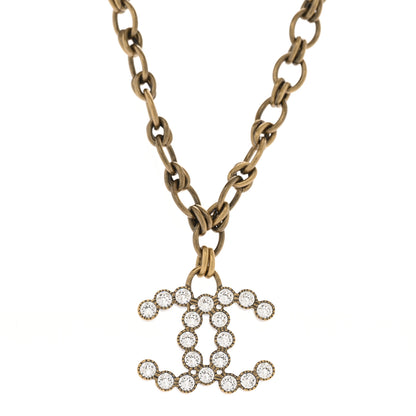 Chanel Crystal Chain Link CC Necklace Gold 4 of 6
