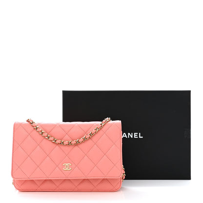 Chanel Caviar Quilted Wallet on Chain WOC Coral Pink 12 of 12
