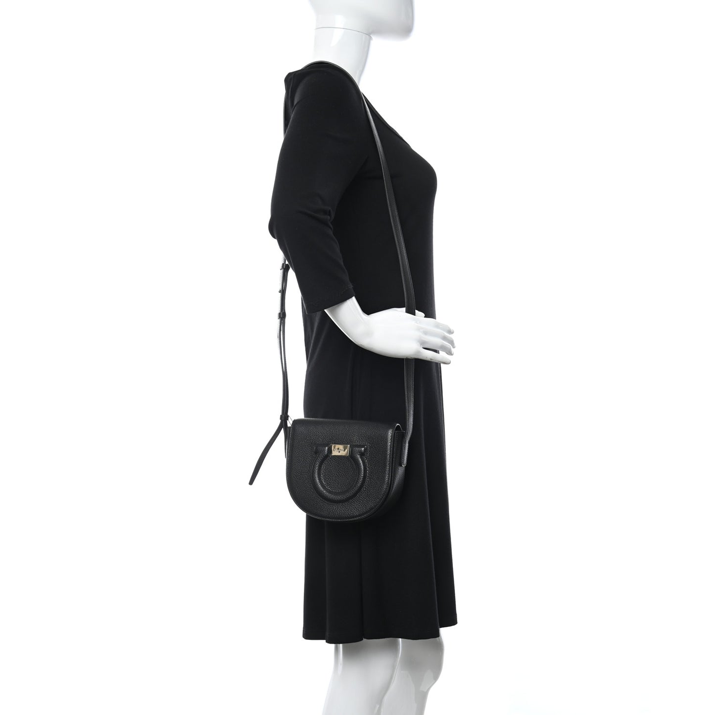 Calfskin Gancini City Crossbody Black