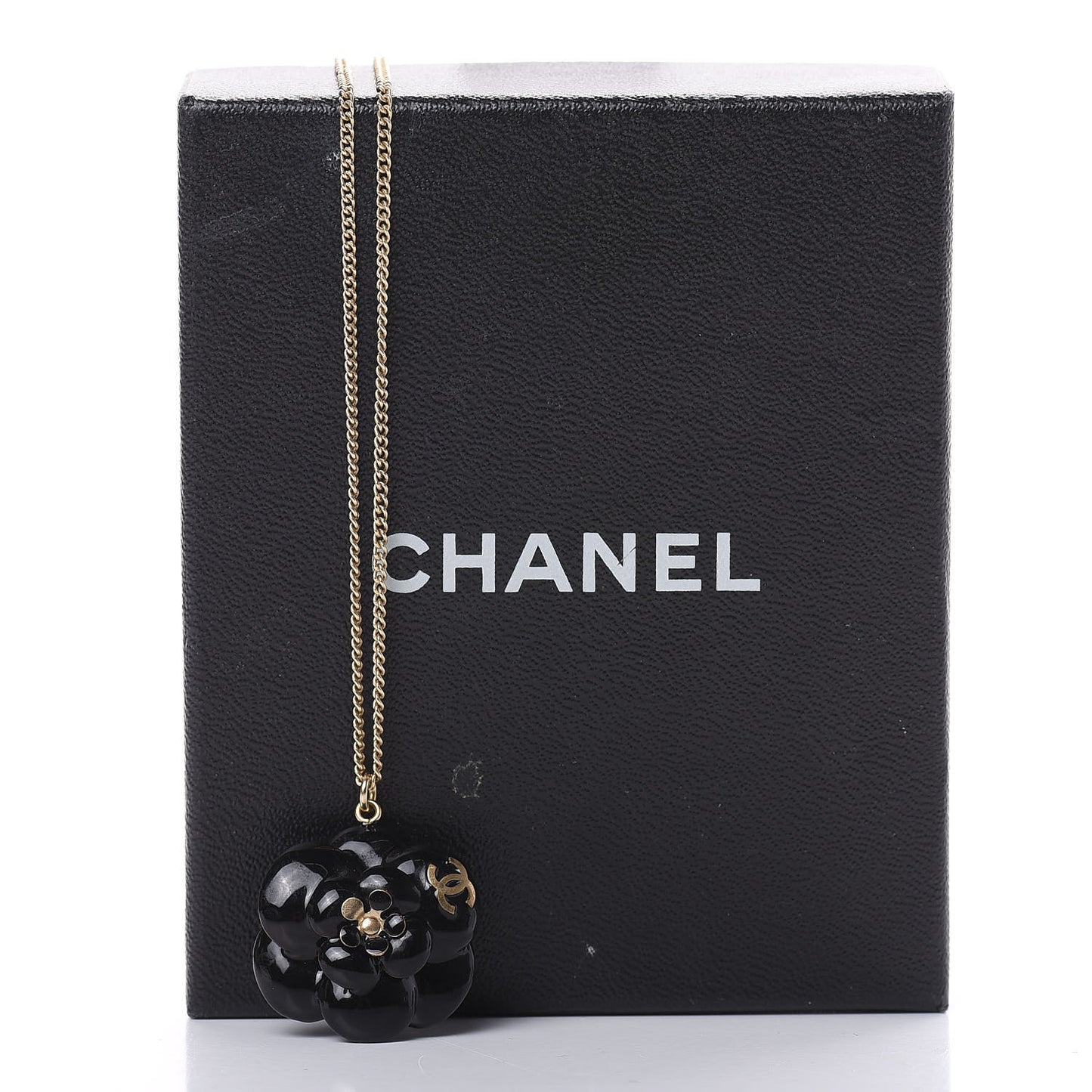 Enamel CC Camellia Necklace Gold Black