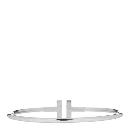 Tiffany 18K White Gold Diamond T Wire Bracelet 2 of 4
