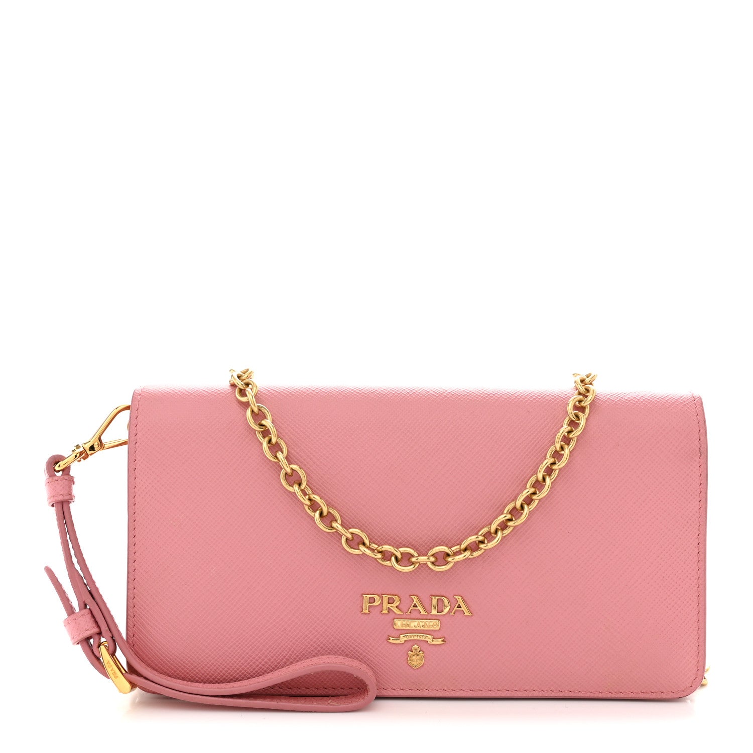 Prada Saffiano Metal Mini Flap Crossbody Wristlet Bag Petalo 1 of 10