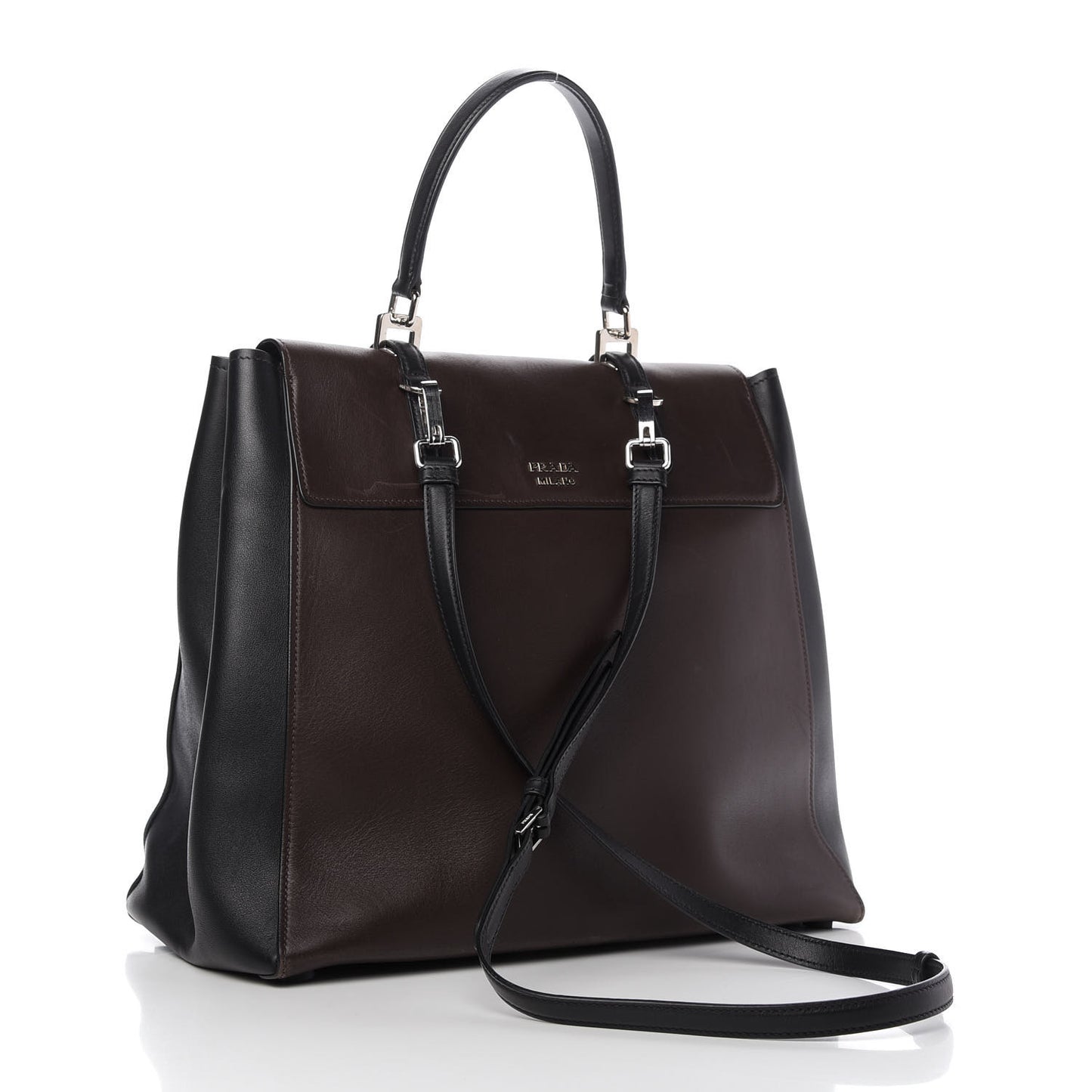 City Calfskin Convertible Top Handle Tote Caffe Black