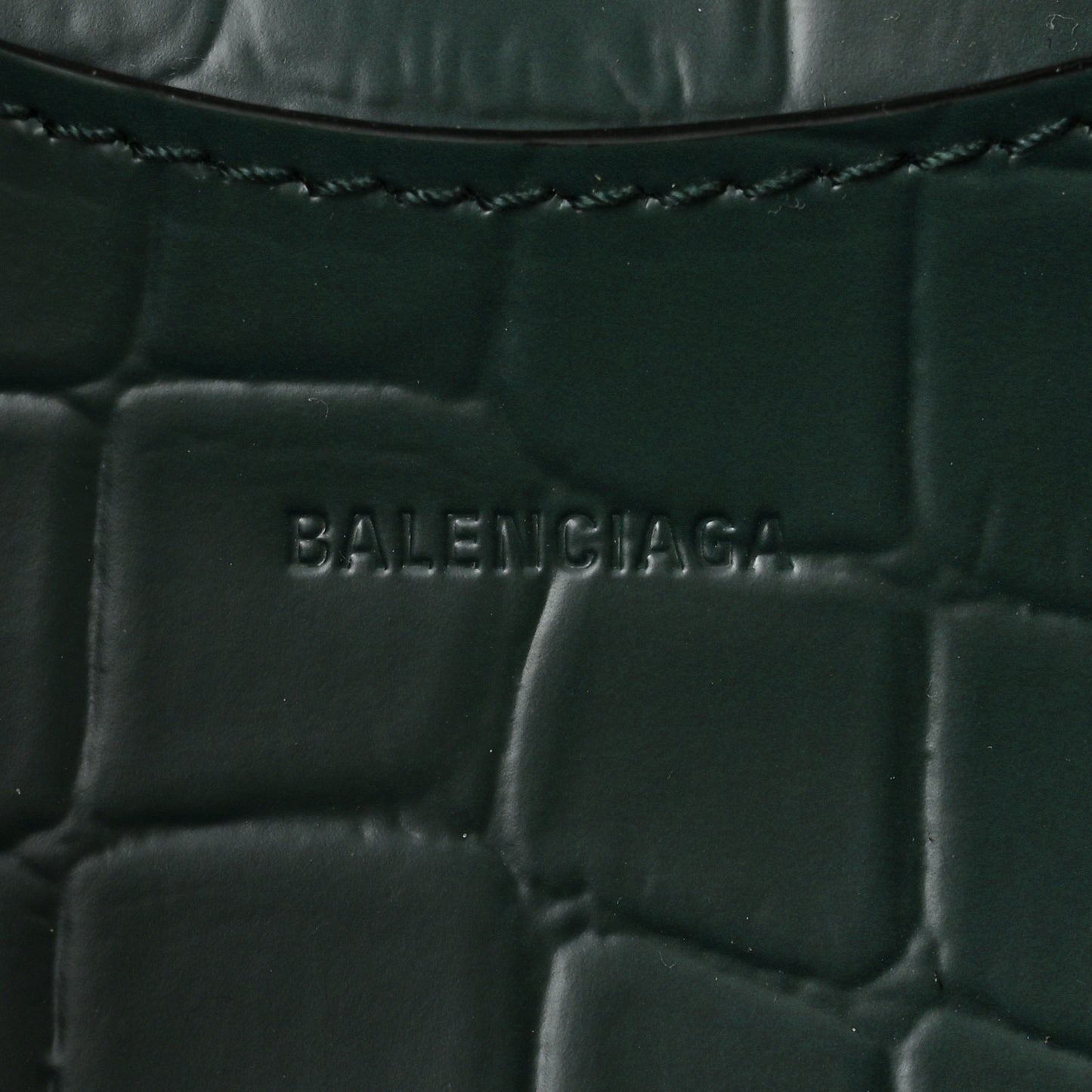 Semi Shiny Calfskin Crocodile Embossed Neo Classic Black Hardware Nano City Crossbody Forest Green