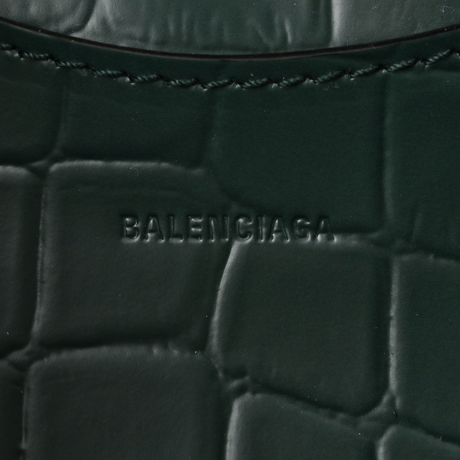 Balenciaga Semi Shiny Calfskin Crocodile Embossed Neo Classic Black Hardware Nano City Crossbody Forest Green 6 of 9