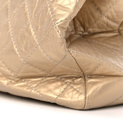 Chanel Metallic Aged Calfskin Quilted Reissue 2.55 Tote Light Gold 12 of 16