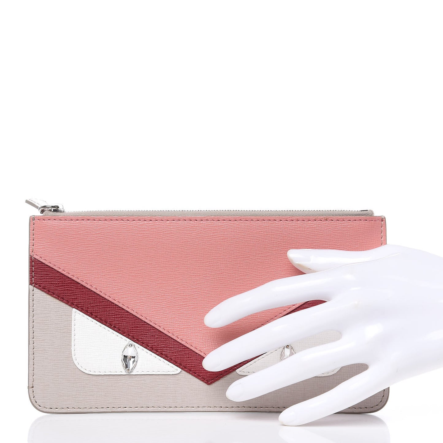 Vitello Elite Crystal Eye Monster Zip Pouch Grigio Polvere Ribes Multicolor