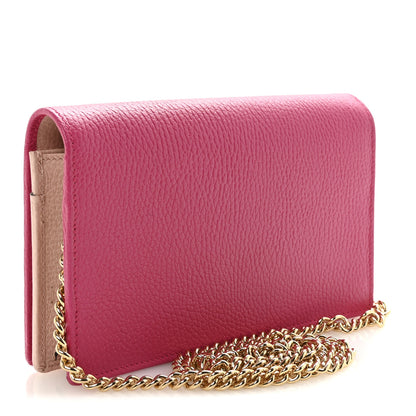 Gucci Dollar Calfskin Mini GG Marmont Chain Wallet Box Pink 3 of 9