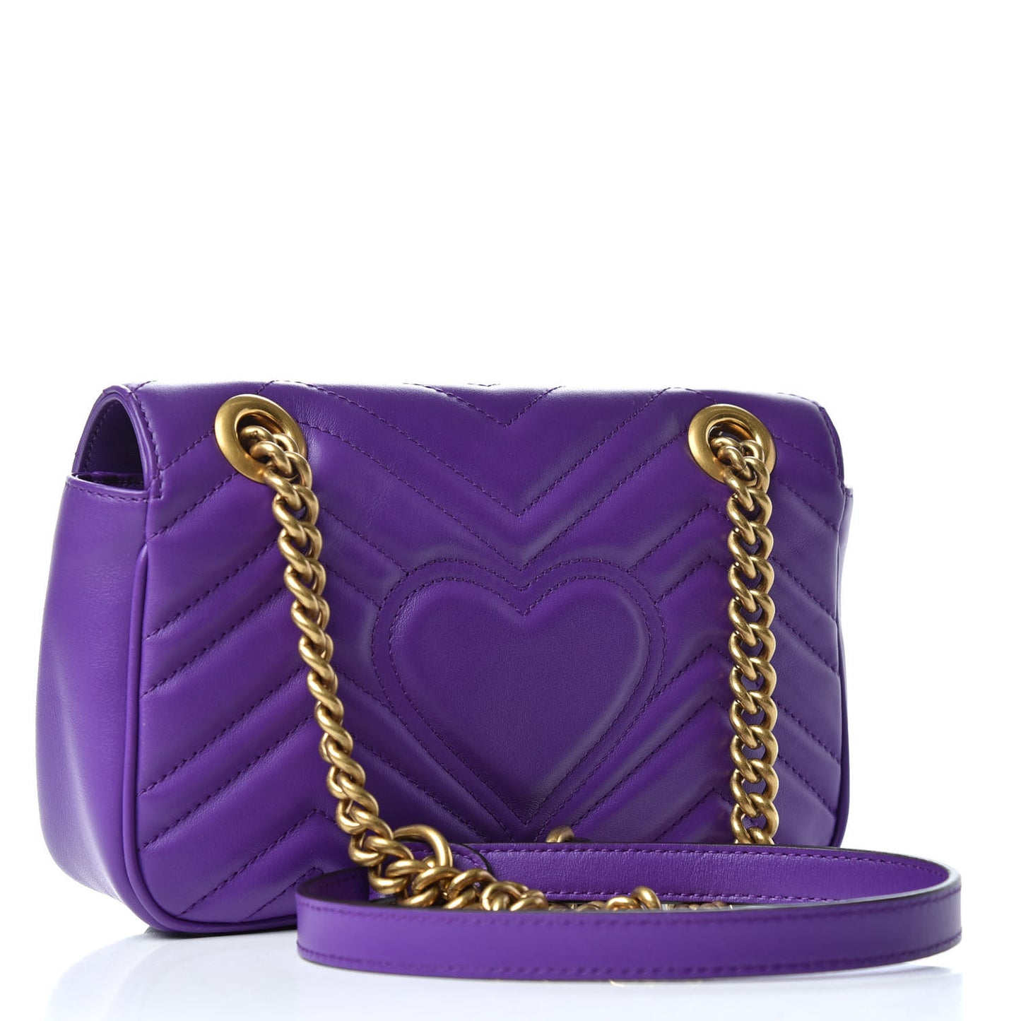 Calfskin Matelasse Mini GG Marmont Shoulder Bag Shine Purple