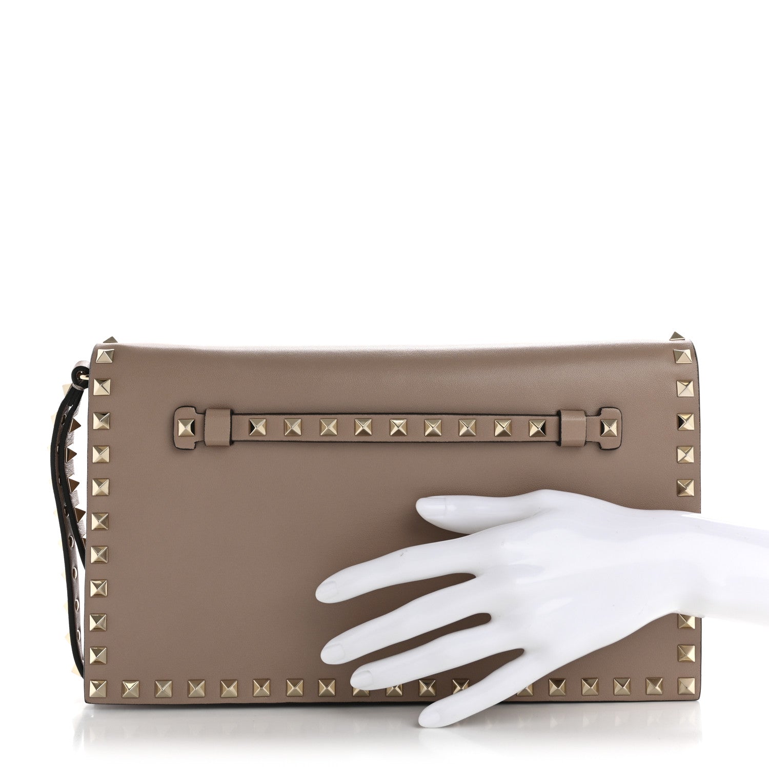 Valentino Garavani Nappa Rockstud Wristlet Clutch Poudre 2 of 7