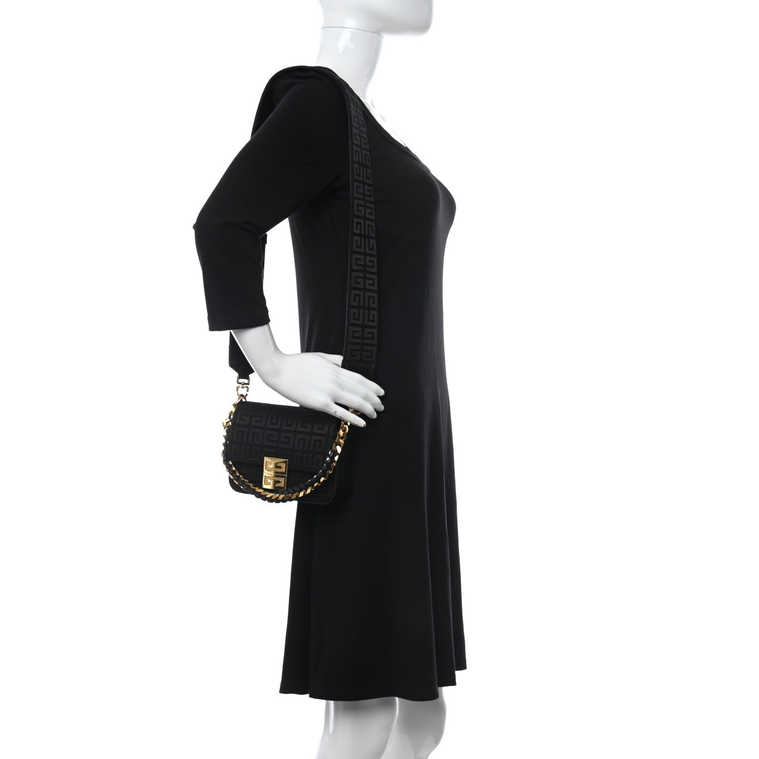 Givenchy Canvas Embroidered Small 4G Woven Chain Crossbody Black 2 of 9