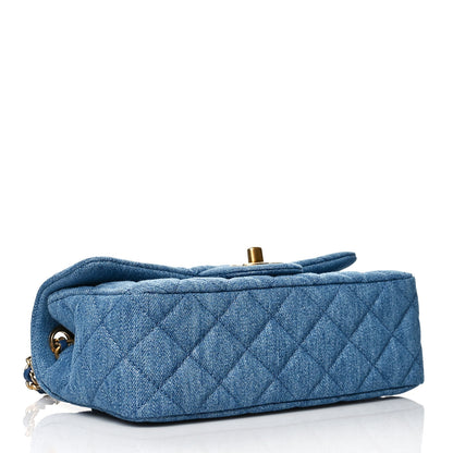 Chanel Denim Quilted Mini Pearl Crush Rectangular Flap Blue 4 of 11
