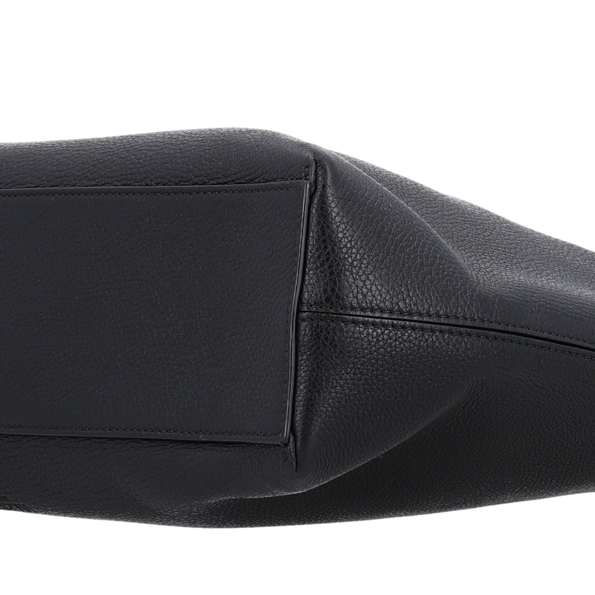 Grained Calfskin Small Rockstud Shoulder Tote Black
