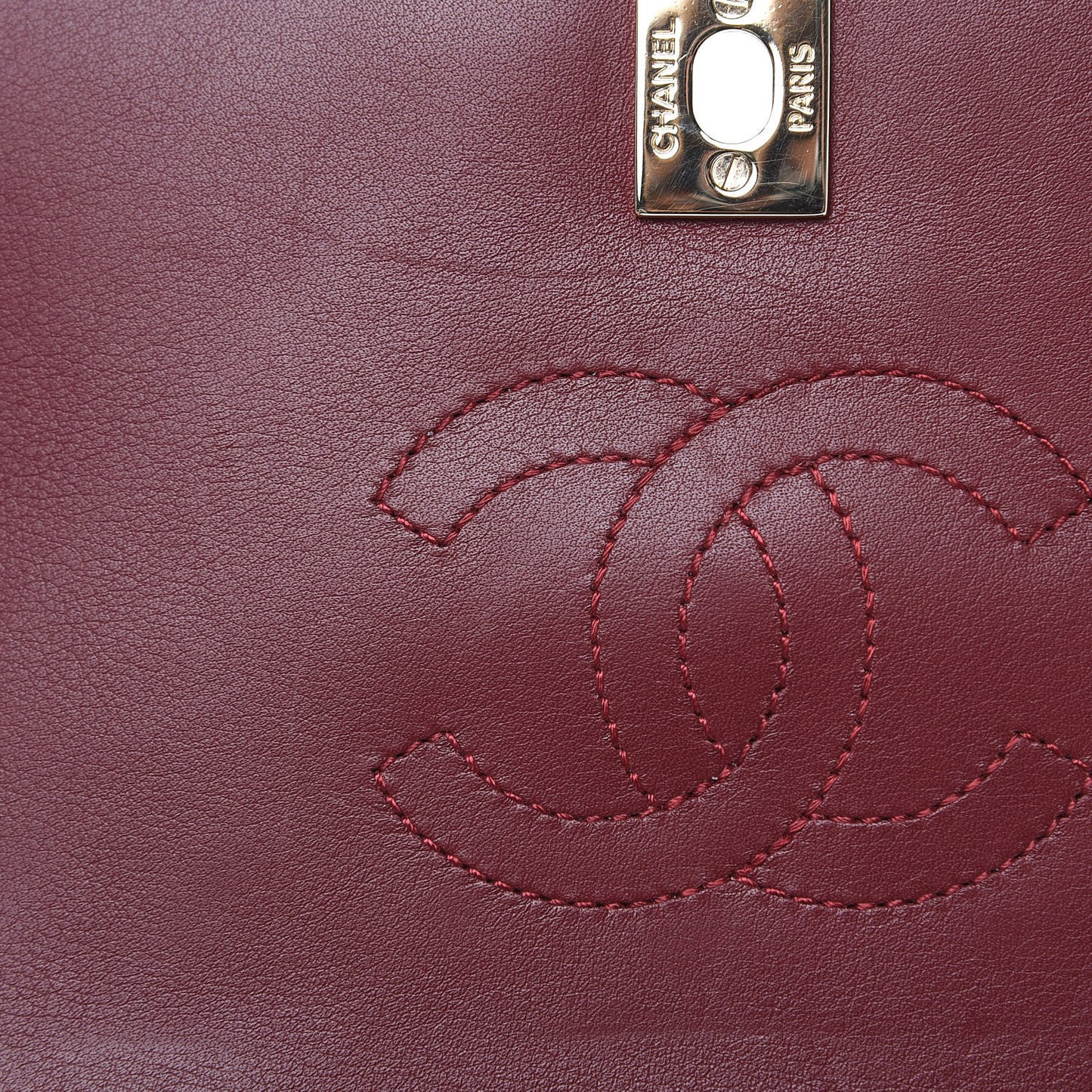 Calfskin Chevron Quilted Mini Statement Flap Burgundy